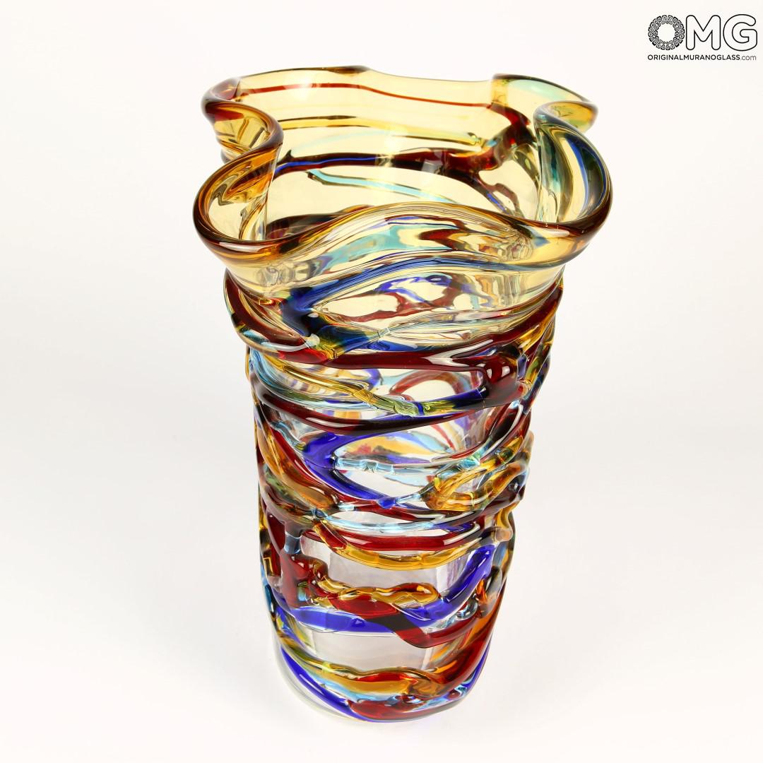 2655 ORIGINALMURANOGLASS Ваза Арлекино - с волнистыми краями - Original Murano Glass OMG 24 см  - Вид №1