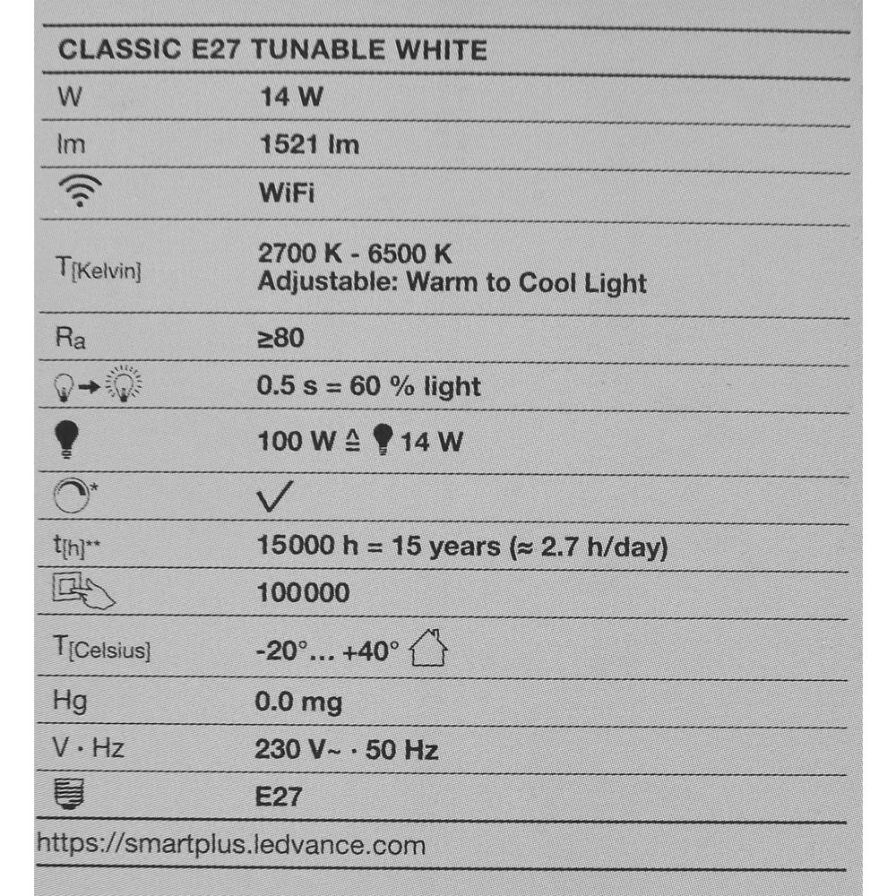 Лампа умная светодиодная Wi-Fi Osram Smart Plus E27 220-240 В 14 Вт груша матовая 1521 лм изменение оттенков белого 89143906 STLM-2107127 LEDVANCE  - Вид №5