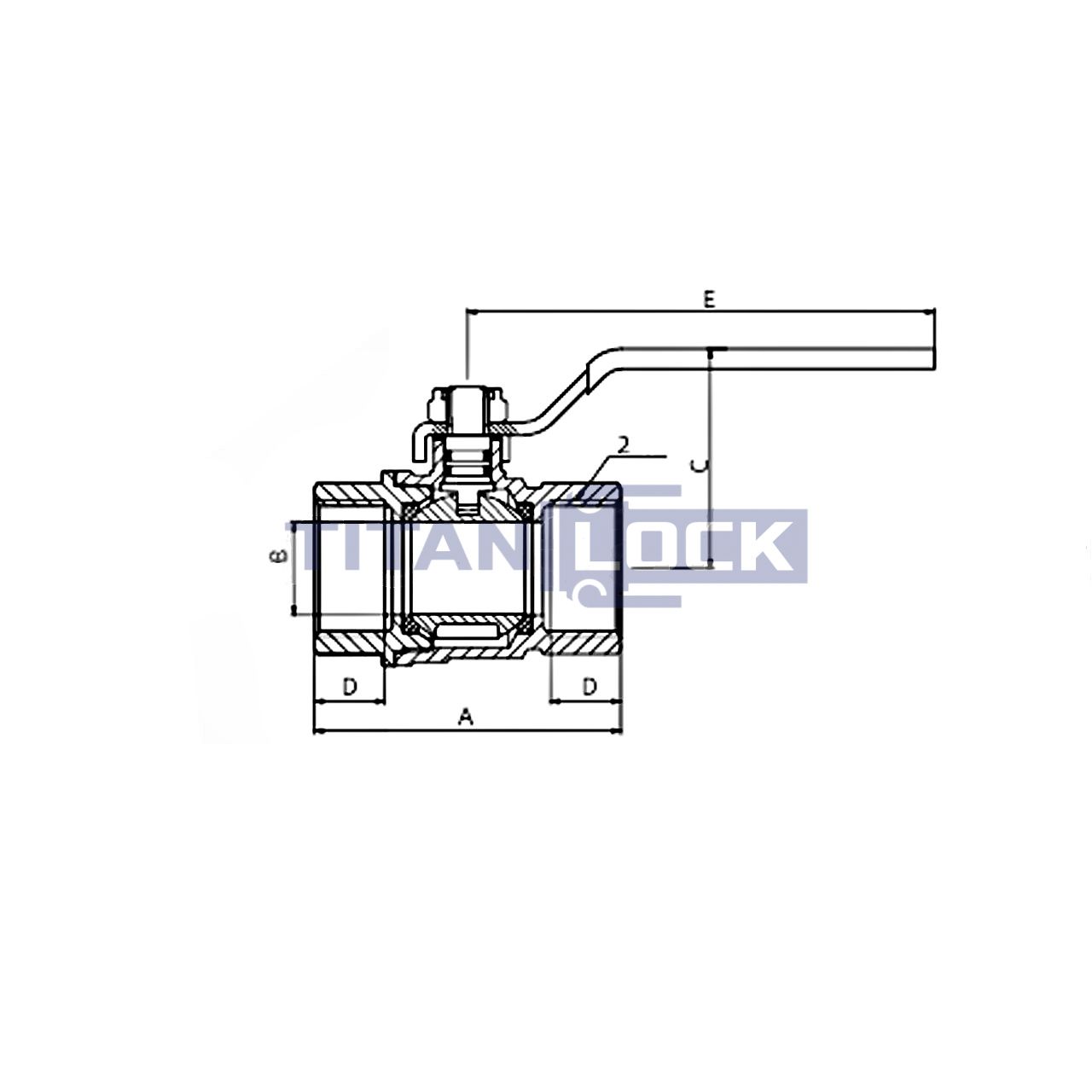 1,5in, шаровый кран, резьба BSP, нерж. сталь TL150BVSS TITAN LOCK  - Вид №1