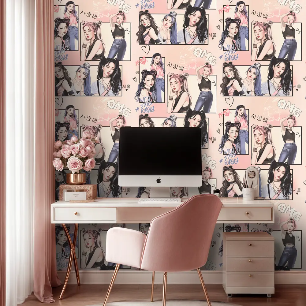 Обои флизелиновые Euro Decor Idols 1 розовые 1.06 м ED7340-01 89449124 STLM-2153252 Idols1 - Вид №4