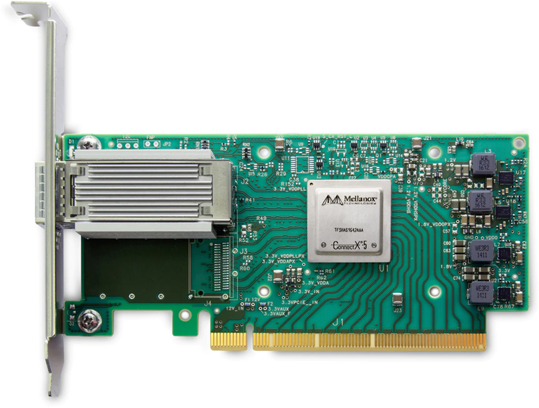 MCX555A-ECAT Connectx®-5 vpi adapter card, edr ib (100gb/s) and 100gbe, single-port qsfp28, pcie3.0 x16, tall bracket, rohs r6 Mellanox Santreyd 