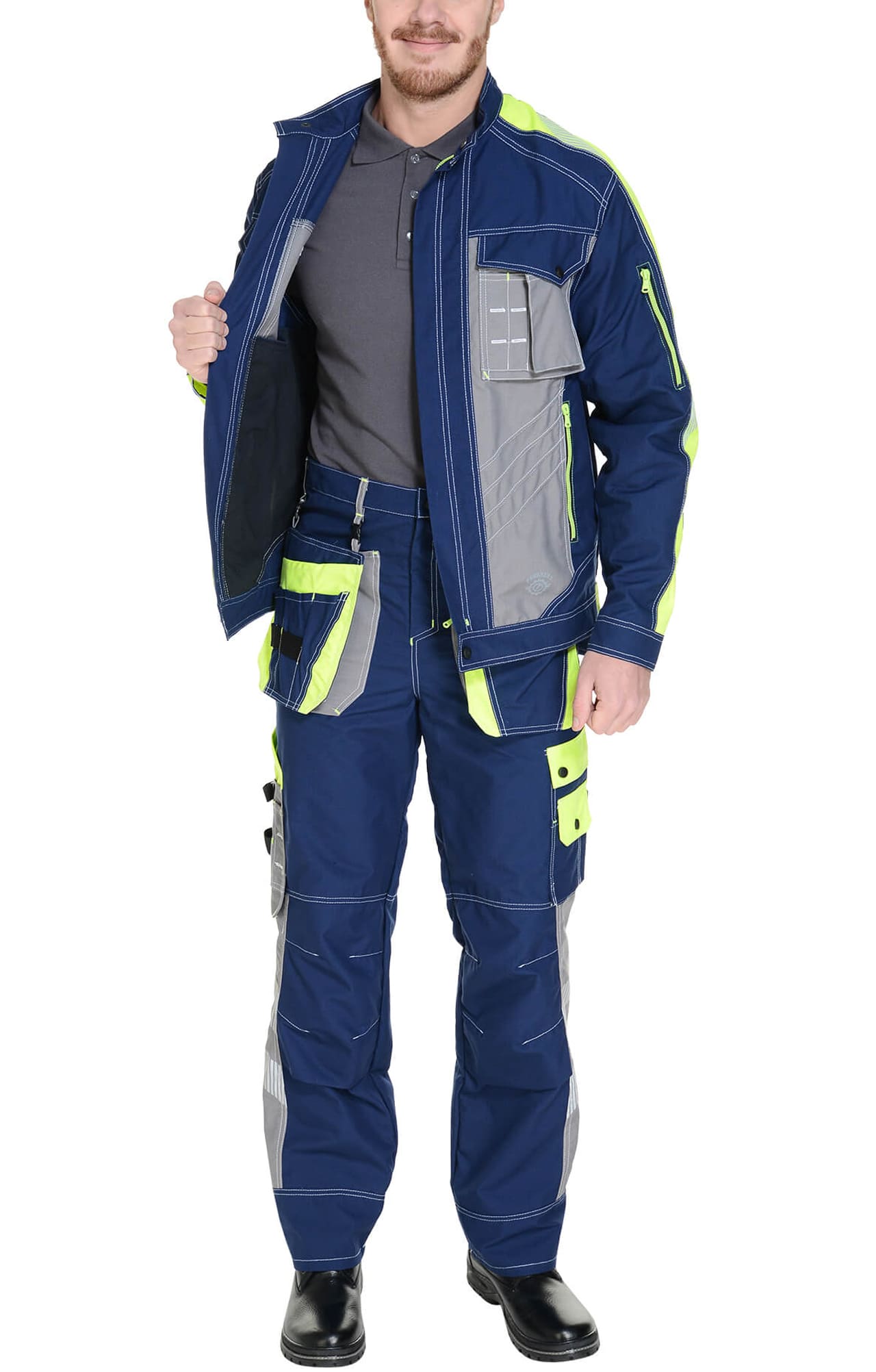 68844 Костюм "Прогресс" темно-синий с серым лимон  Летняя спецодежда  размер 52-54/170-176  - Вид №7