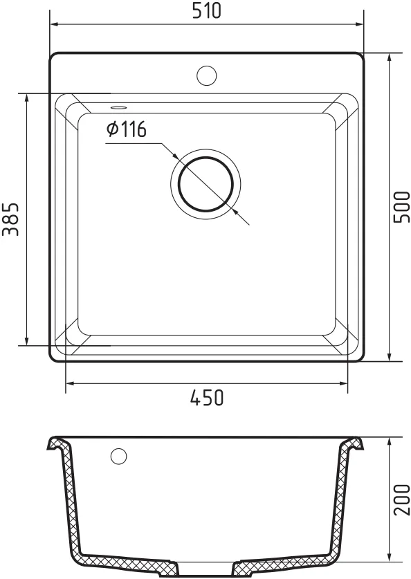 Кухонная мойка Искусственный камень LEVEL S252 GranFest LV-510-S252 - Вид №2