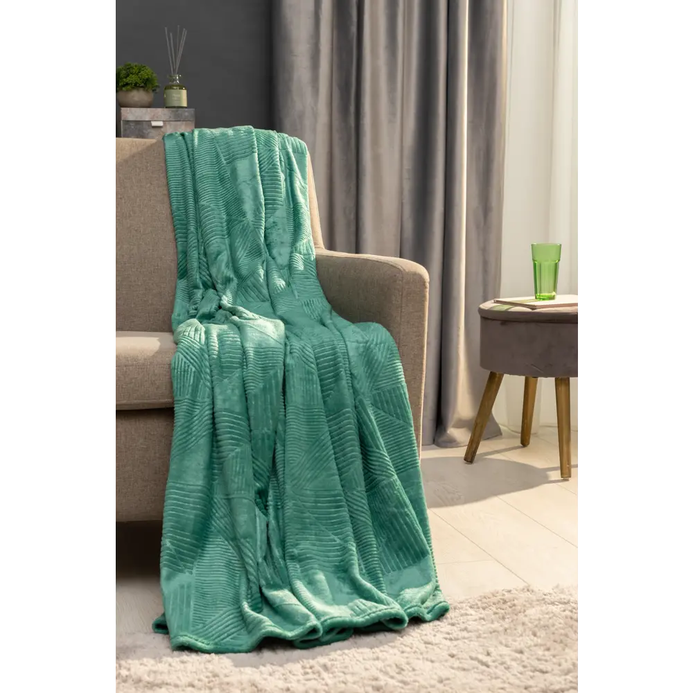 Плед Gella 200x220 см фланель цвет зеленый Ardenza STLM-2061017 - Вид №4