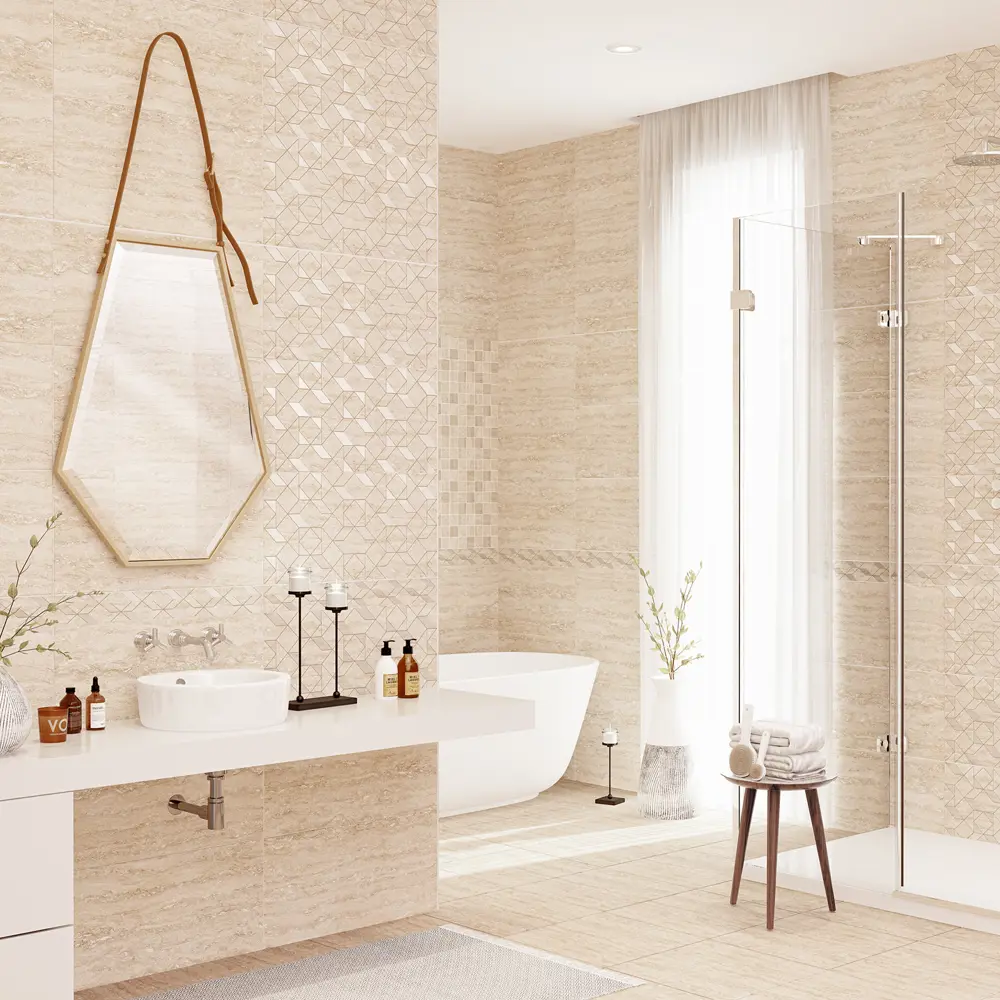Декор настенный Azori Ascoli Diamond 31.5x63 см матовый камень цвет бежевый STLM-2113963 - Вид №5