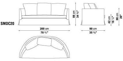 Maxalto Полукруглый диван с тканевой обивкой Crono sun-id-1413803 - Вид №2