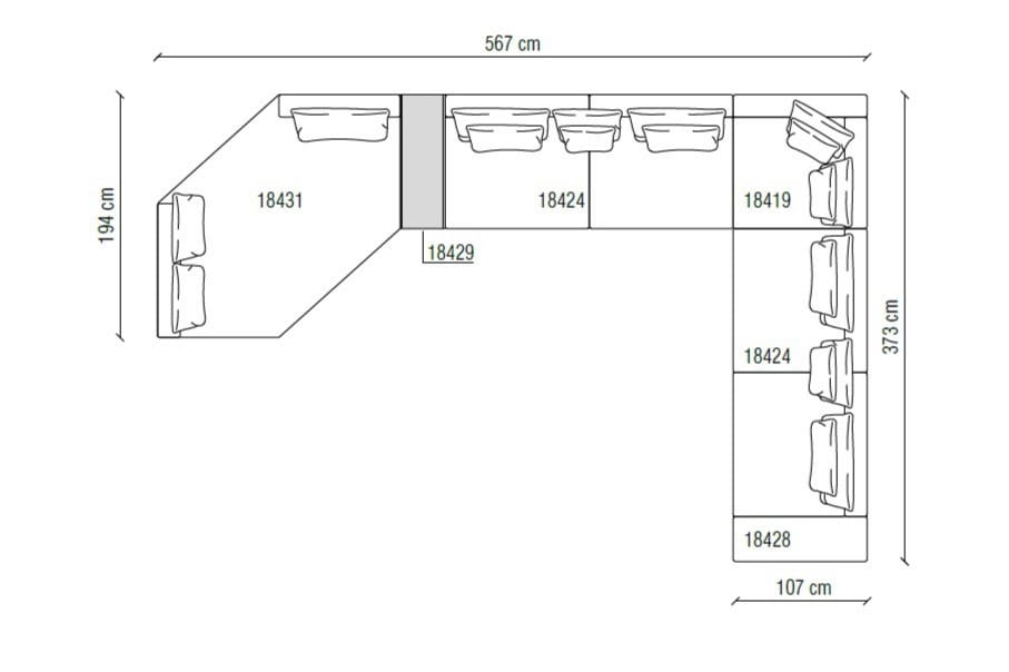 Модульный угловой диван из ткани Frigerio HORIZON ARCH-00099052 - Вид №2