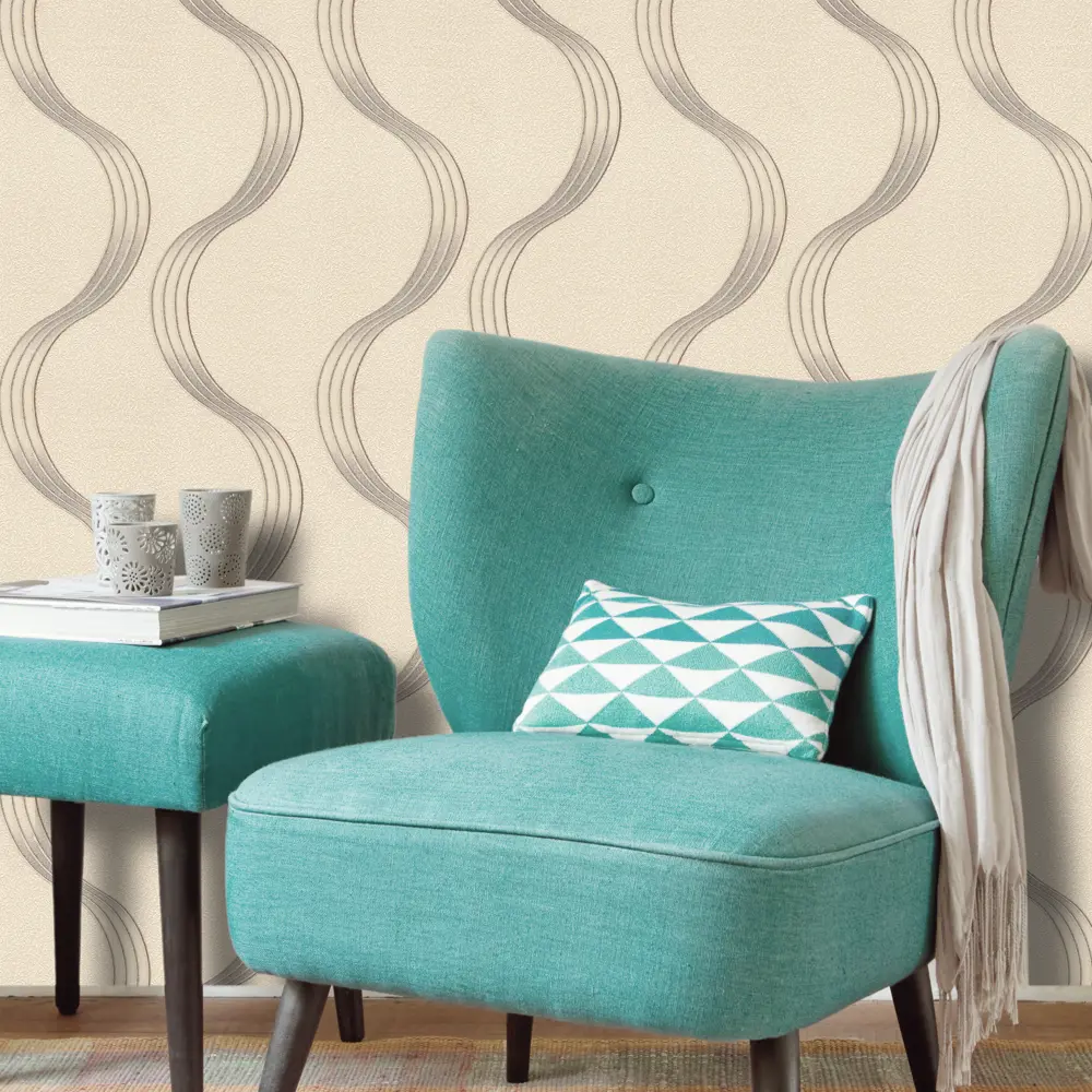 Обои флизелиновые Волны бежевые 1.06 м 0405-5 Santreyd STLM-2066273 - Вид №2