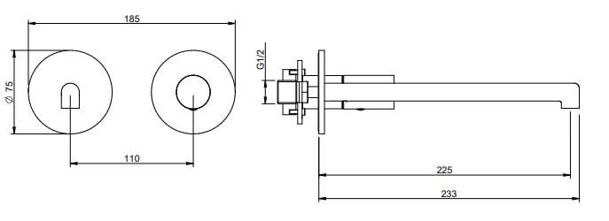 Латунный однорычажный настенный смеситель для раковины с 2 отверстиями Rubinetterie Treemme T30 ARCH-00047673 - Вид №2