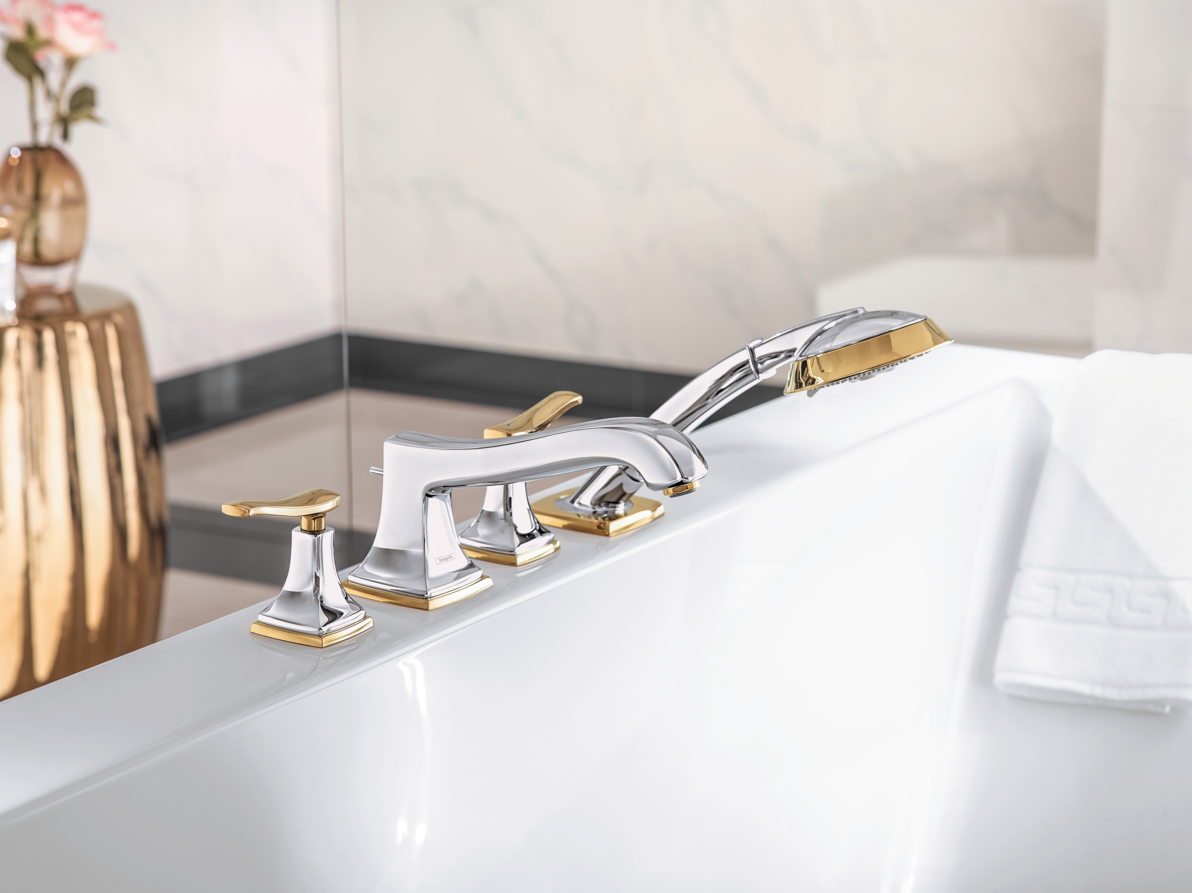 31441000 Metropol Classic Смеситель на край ванны на 4 отверстия с рычажными ручками Hansgrohe  - Вид №1