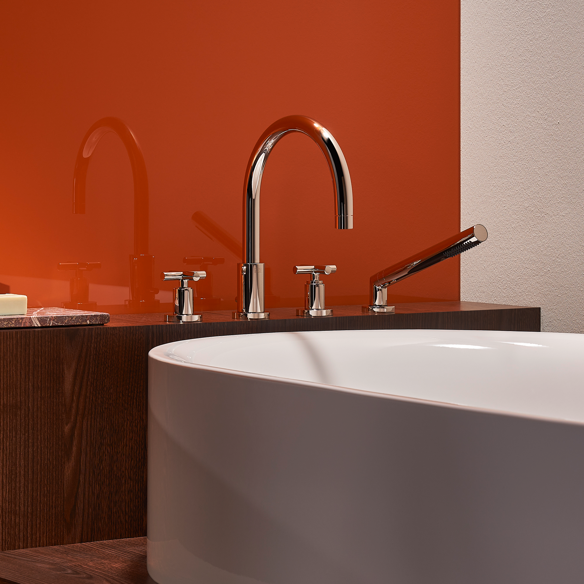 ТАРА Душевой набор для ванны, монтаж на край ванны или на край плитки - Темный хром DornBracht Tara 27512892-19 - Вид №1