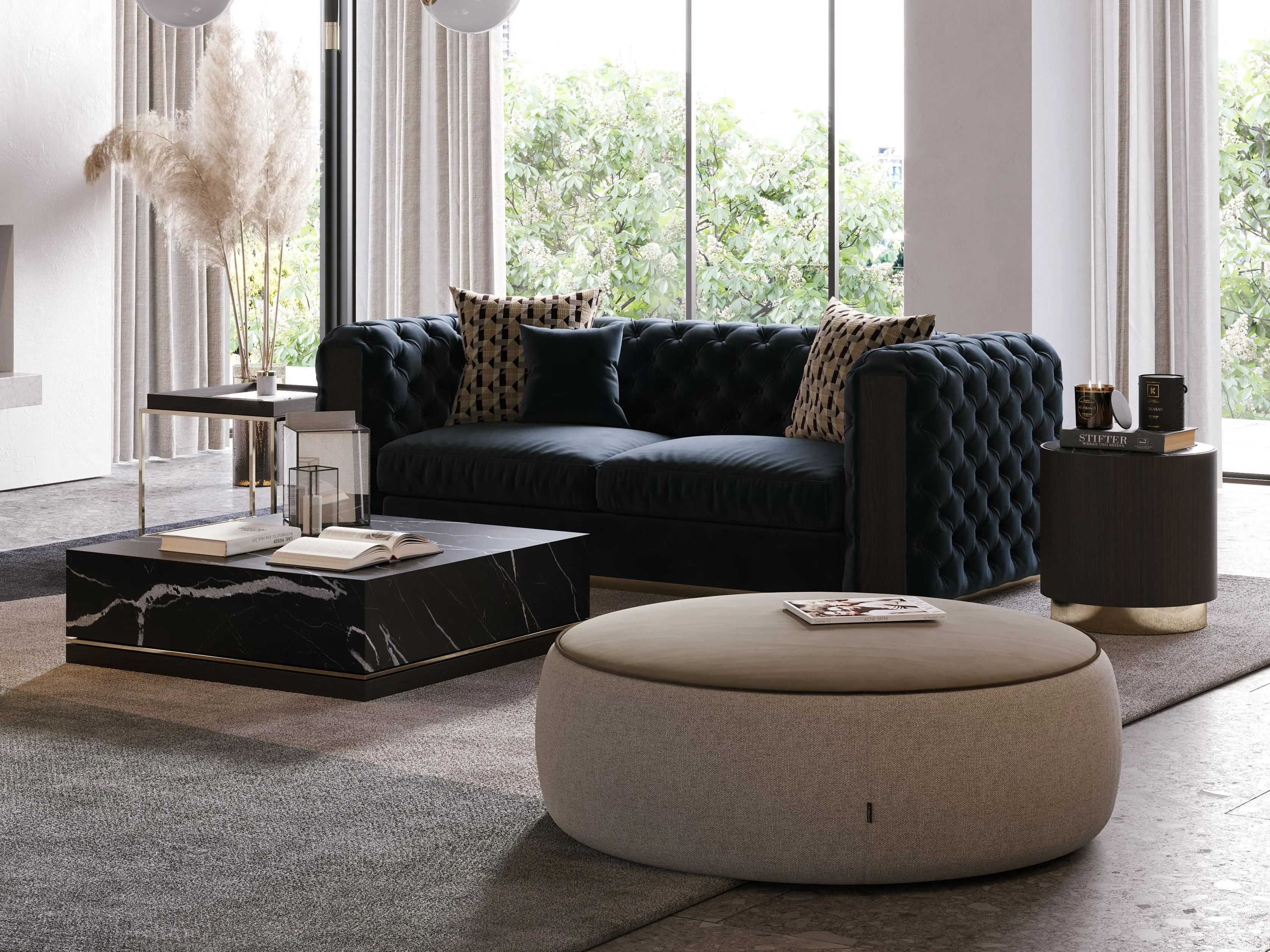 Квадратный низкий столик из черного мрамора Marquina Laskasas ARCH-00078263 - Вид №2