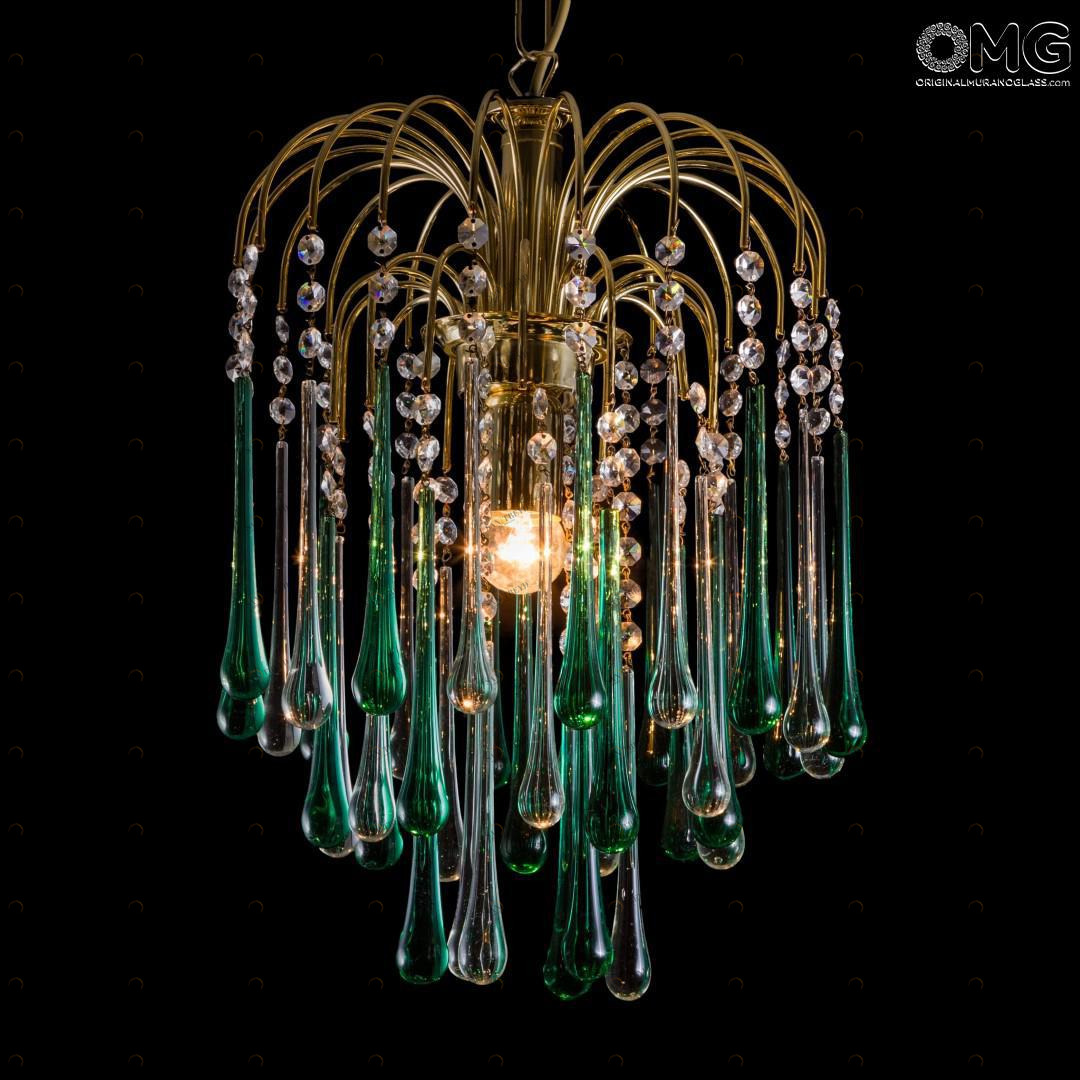 2313 ORIGINALMURANOGLASS Люстра Падение капель зелёная из муранского стекла OMG  см 