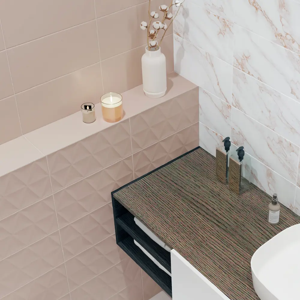 Настенная плитка KREAFORTA Mersey MonoR 20x40 см 1.62 м² матовая цвет розовый STLM-2108071