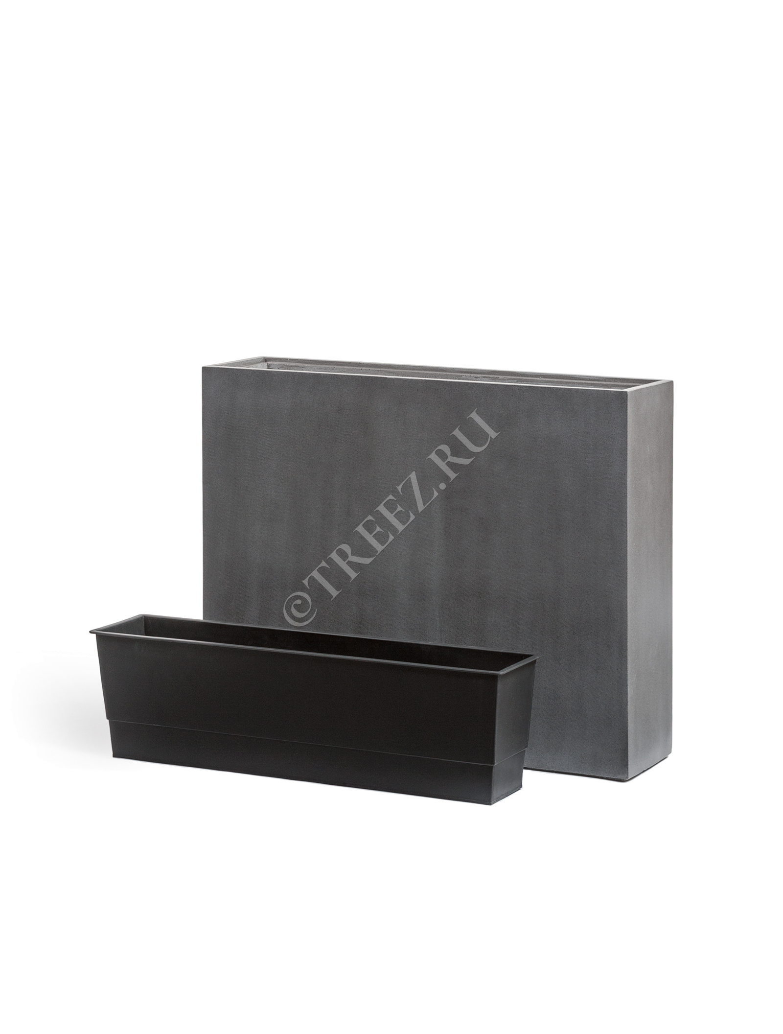 41.3317-02-009-GR-92/75 Кашпо  Effectory - серия Beton - Высокий Дивайдер - Тёмно-серый бетон Цветочная коллекция  - Вид №2