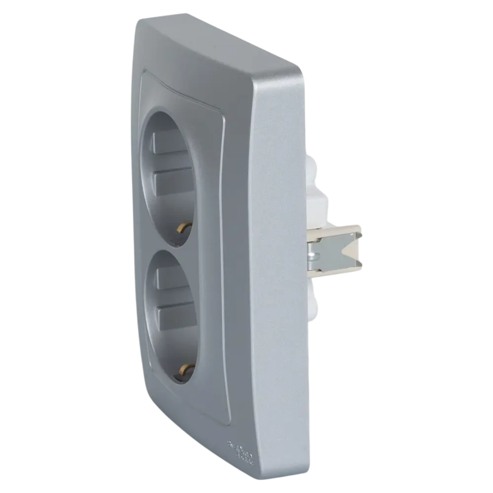Розетка двойная встраиваемая Systeme Electric Blanca с заземлением цвет алюминий 86728854 STLM-2180320 - Вид №2