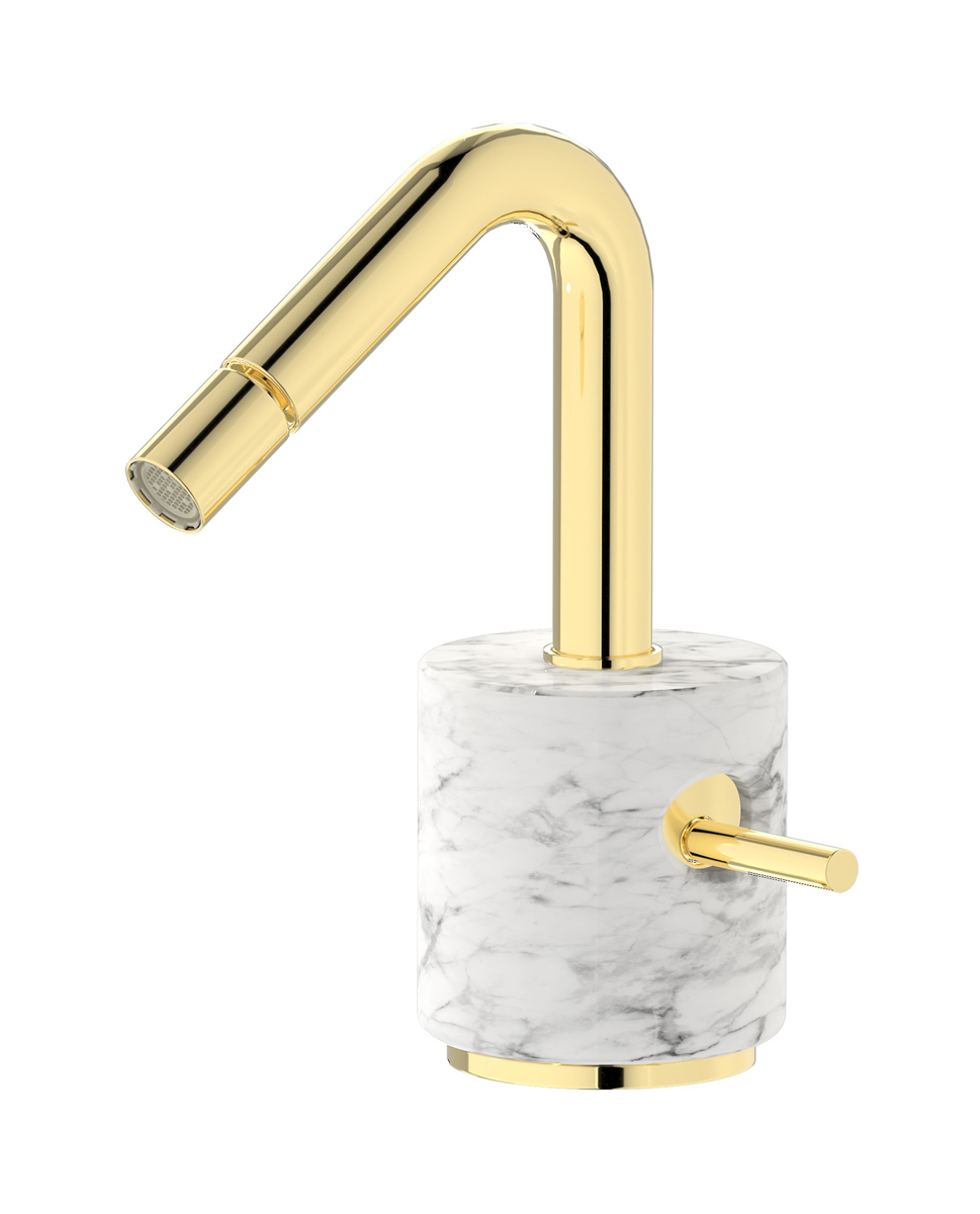 Смеситель для биде на 1 отверстие в комплекте с донным клапаном. WE ARE IB mr220ii_1 Pale Gold Marmo