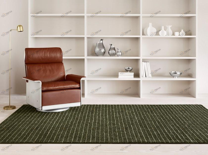 Kasthall Прямоугольный коврик из шерсти и льна в полоску Grönska 14128 