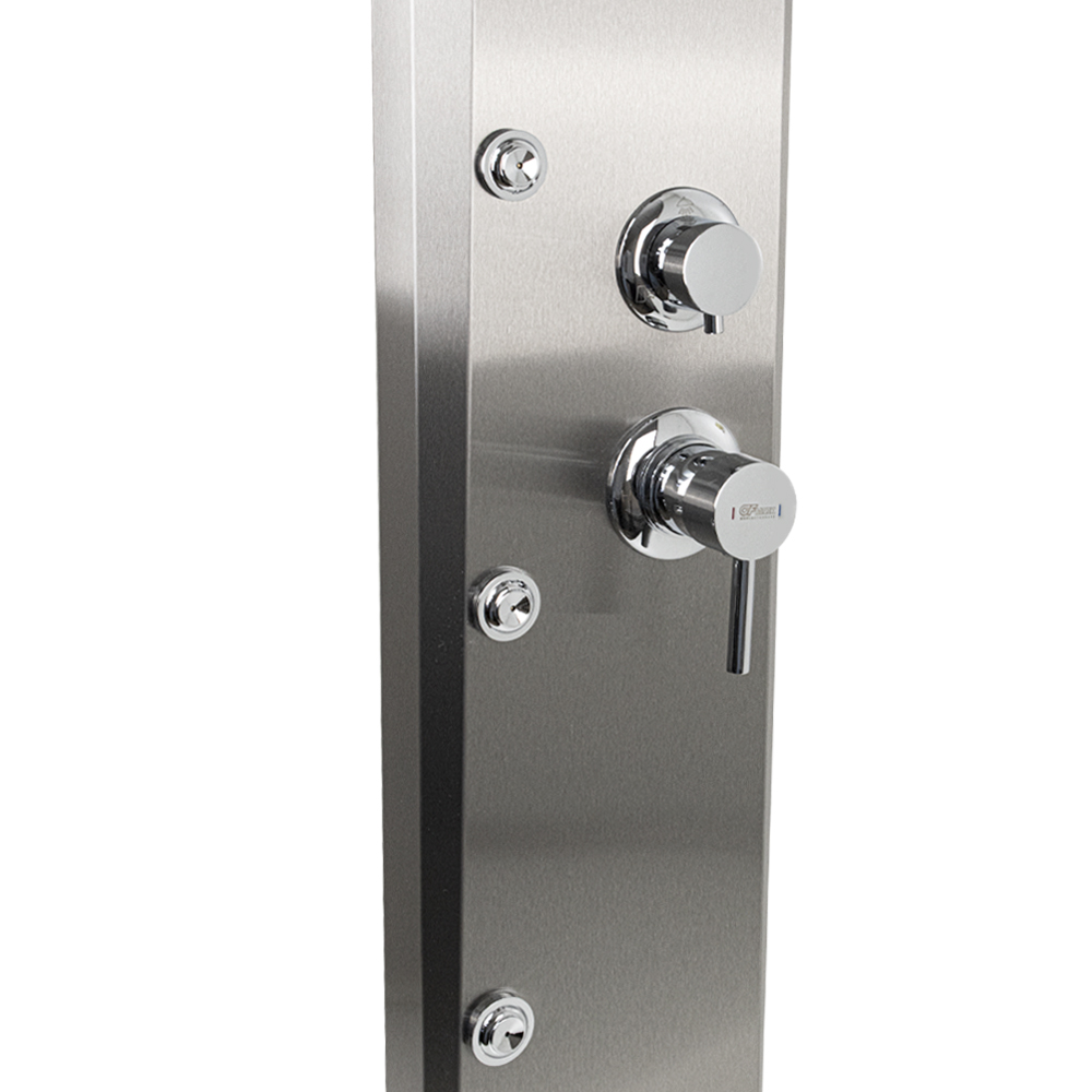 GFmark - Душевая панель РАЗБОРНАЯ - "тропический душ" с двумя лейками, корпус МАТОВАЯ нержавеющая сталь марки 304, код: 5511  - Вид №7