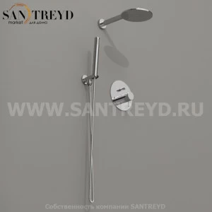 923190 Душевой комплект: смеситель с переключателем, ручная лейка, держатель и верхний душ диаметром 20 мм, цвет Хромированный Kerasan Nolita Италия