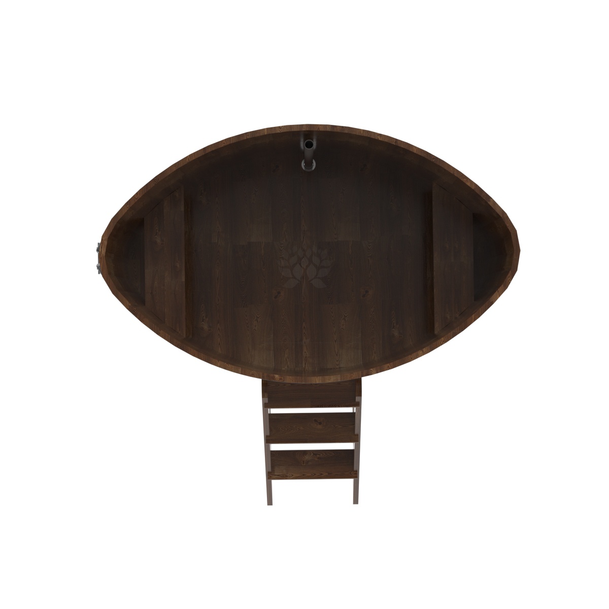 1542 Купель овальная из сращенных ламелей лиственницы 1,08х1,75х1,2 морёная Alyarus  - Вид №4