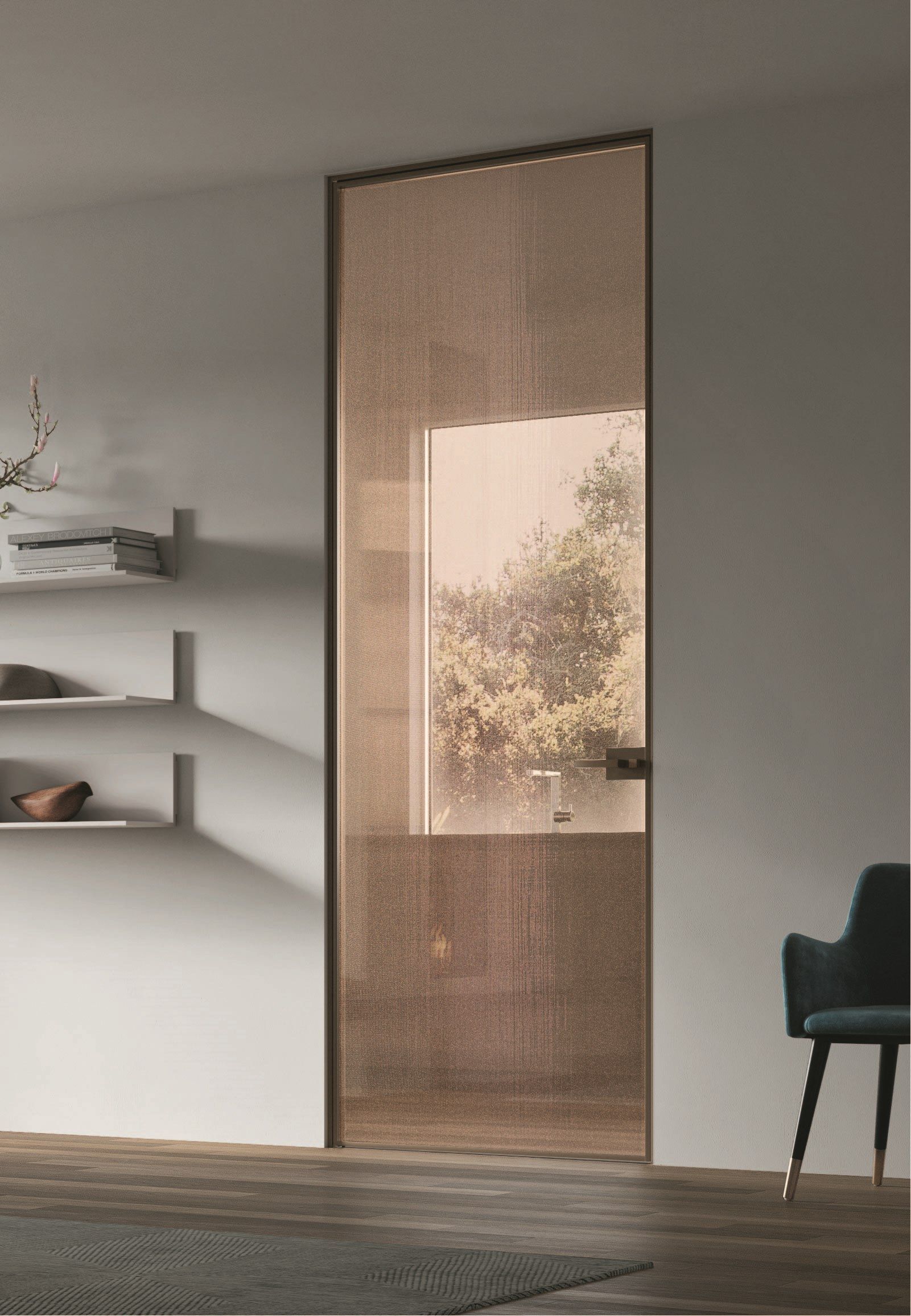 Стеклянная и алюминиевая распашная дверь BLUINTERNI Quadro-Line ARCH-00106648 - Вид №1