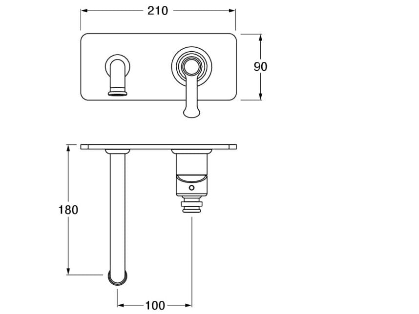 Настенный однорычажный смеситель для раковины с пластиной CRISTINA Rubinetterie Маяк ARCH-00144133 - Вид №2