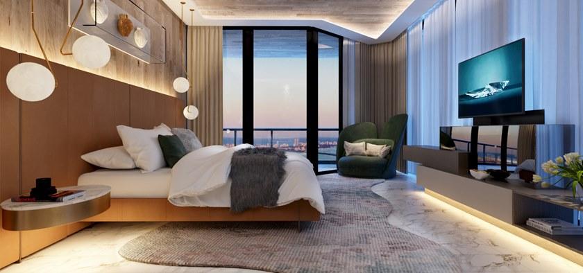 MORADA Двуспальная кровать из нубука со встроенными прикроватными тумбочками Divo Divo imperial bed - Вид №2