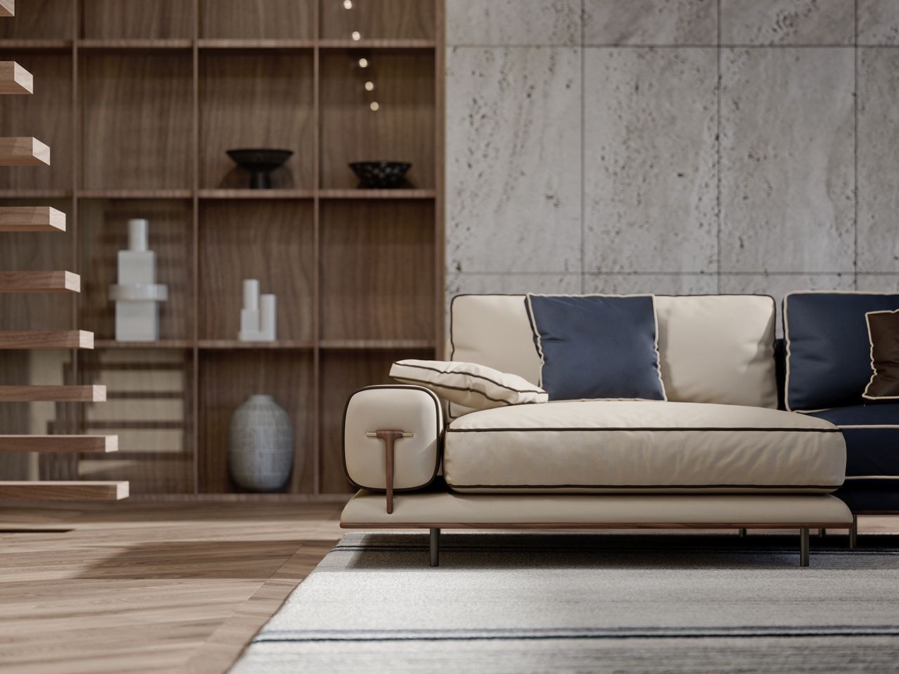 Кожаный модульный угловой диван Turri ARCH-00145432 - Вид №3