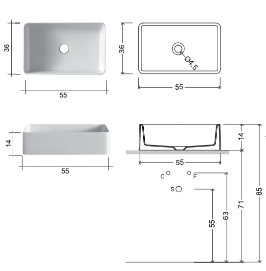 Керамическая прямоугольная столешница Nic простой ARCH-00009293 - Вид №3