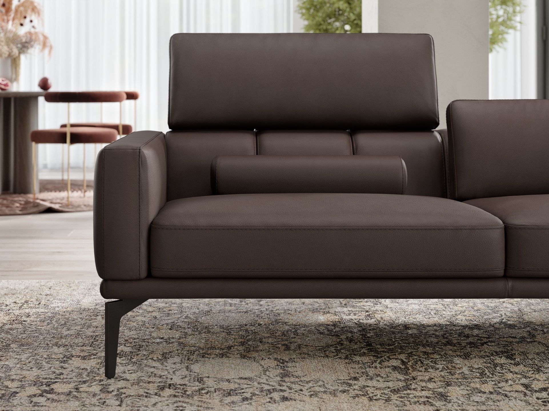 Кожаный диван с полуостровом Sofanella SALERNO ARCH-00087736 - Вид №3