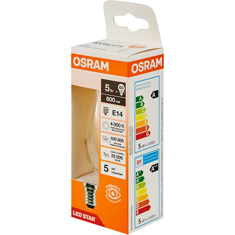OSRAM Филаментная лампа ретро-дизайн E14 5Вт теплый белый свет 85306975 STLM-0912314 - Вид №3