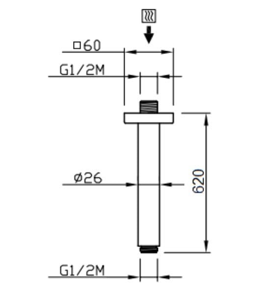 Душевая рука CARIMALI BRACCIO DOCCIA TONDO ROSONE QUADRO ARCH-00129942 - Вид №4