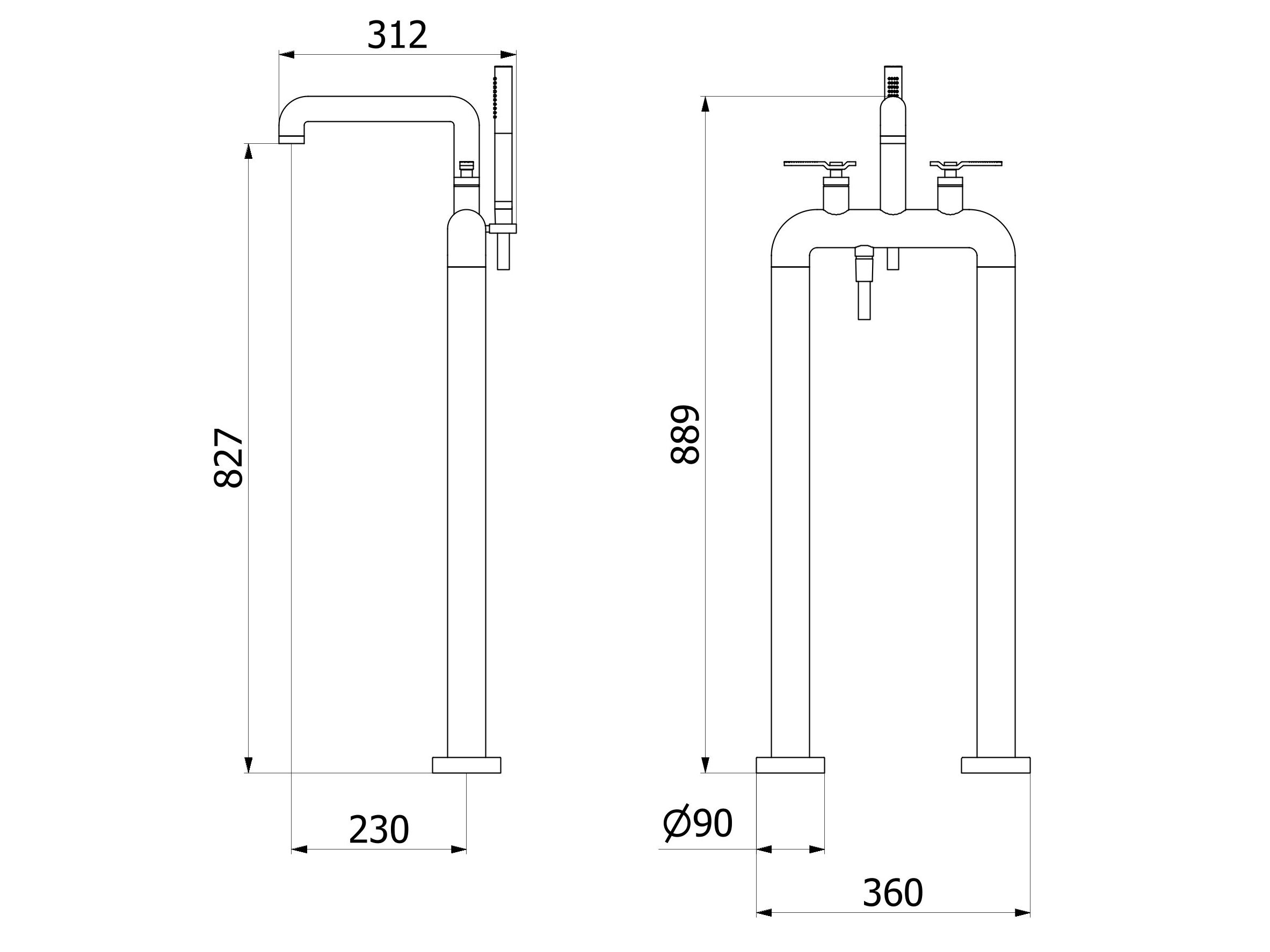 Напольный смеситель для ванны с ручным душем IB Bold ARCH-00116595 - Вид №26