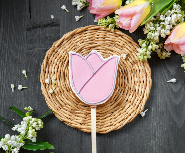 9663 Пряник Тюльпан розовый Вкусляндия 