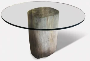 MORADA Круглый обеденный стол из дерева и стекла Petra