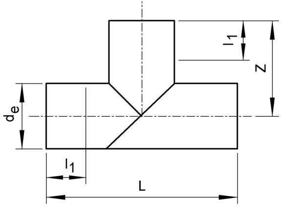 SANIT 121453030063 Тройник 90 °, PE 100, SDR 33, длинные сварные  - Вид №1