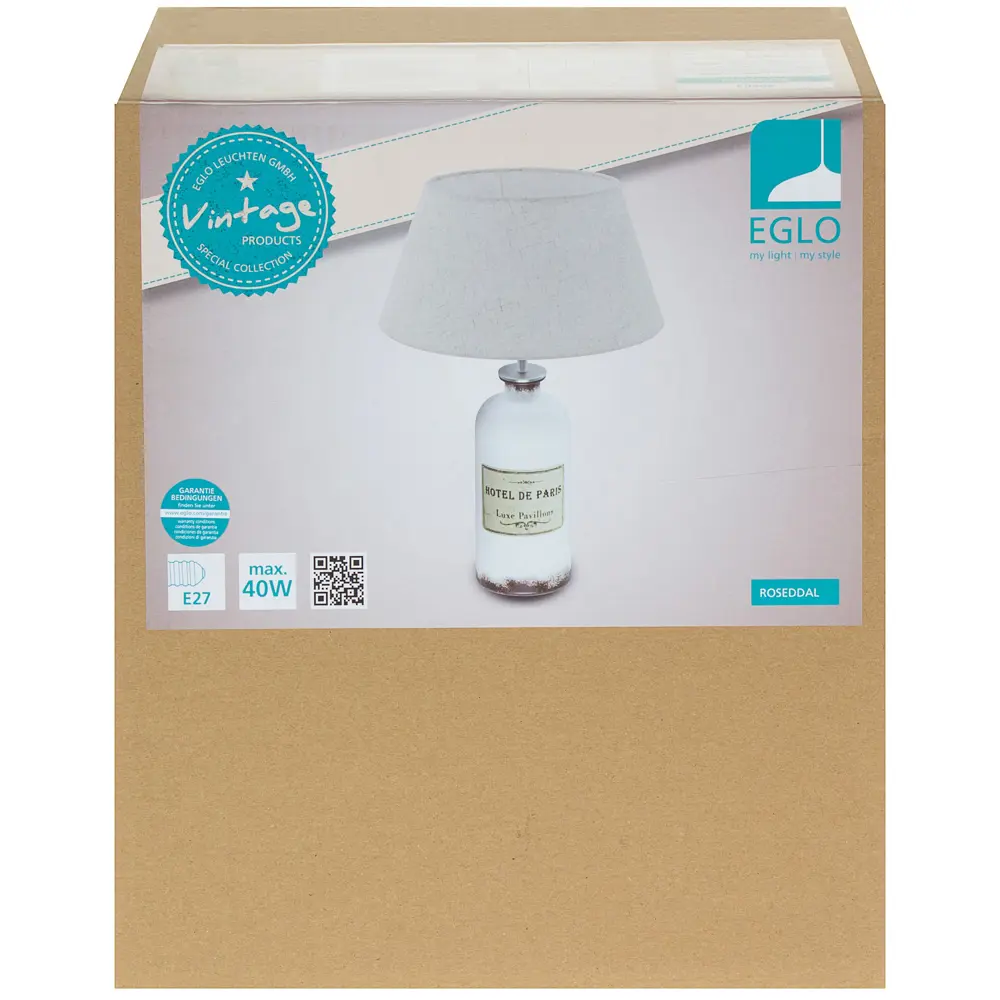 Настольная лампа Eglo «Roseddal» 1хE27x40 Вт, цвет белый/кремовый STLM-2166653 - Вид №1