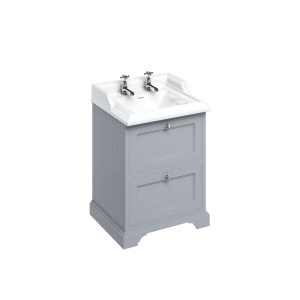 Burlington Отдельностоящий блок 65 с 2 ящиками и классической раковиной Classic Grey с 2-мя отверстиями под смеситель Раковина FF9G_B15 2TH