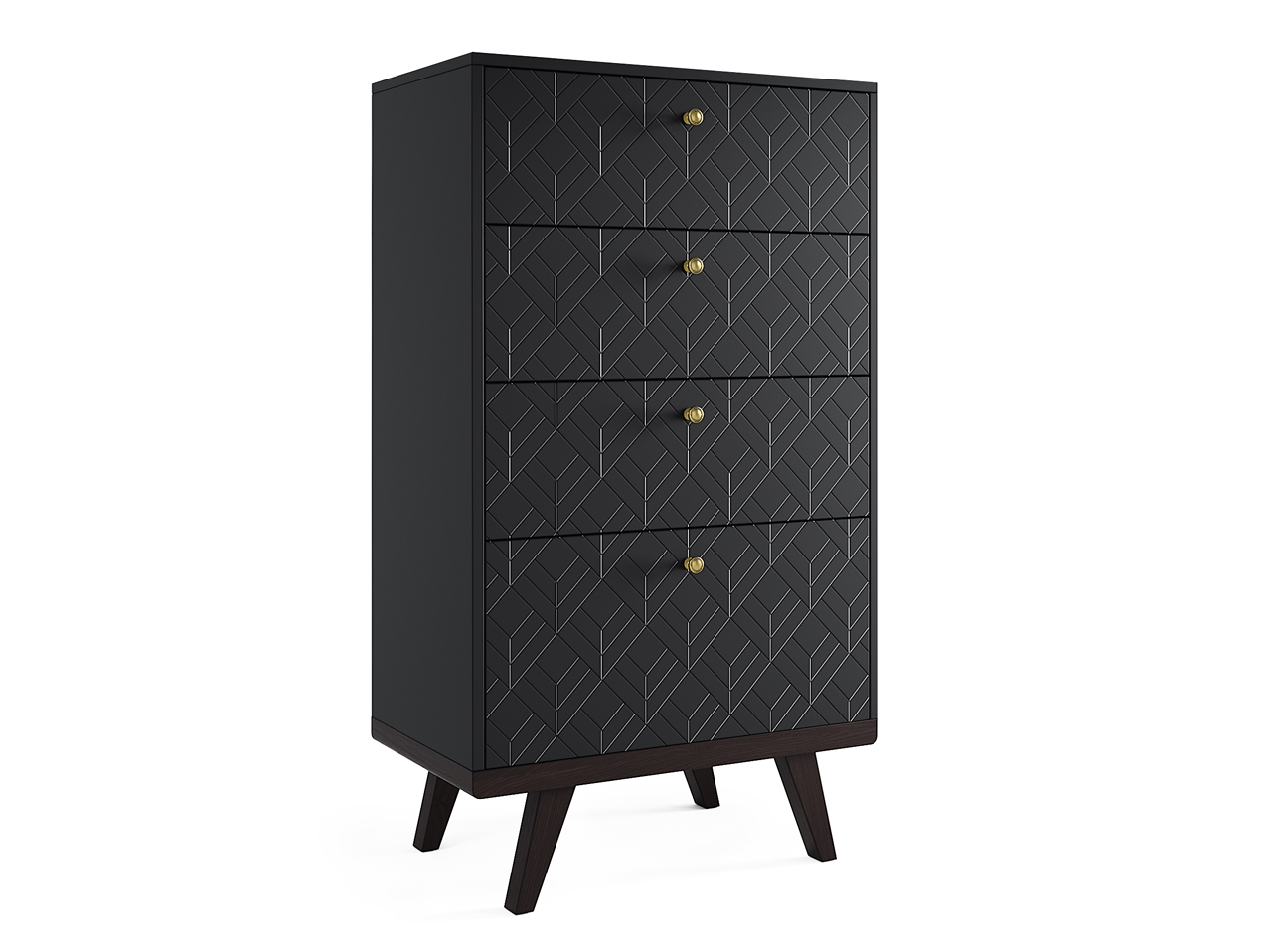 Комод высокий черный "Гравировка 11" Thimon v2 THE IDEA ДИЗАЙНЕРСКИЕ, КОМОДЫ THIMON 210002 Черный  - Вид №1