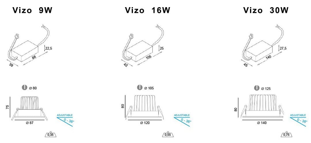 Регулируемый светодиодный прожектор с диммером Terzo Light VIZO 9-30W ARCH-00109086 - Вид №6