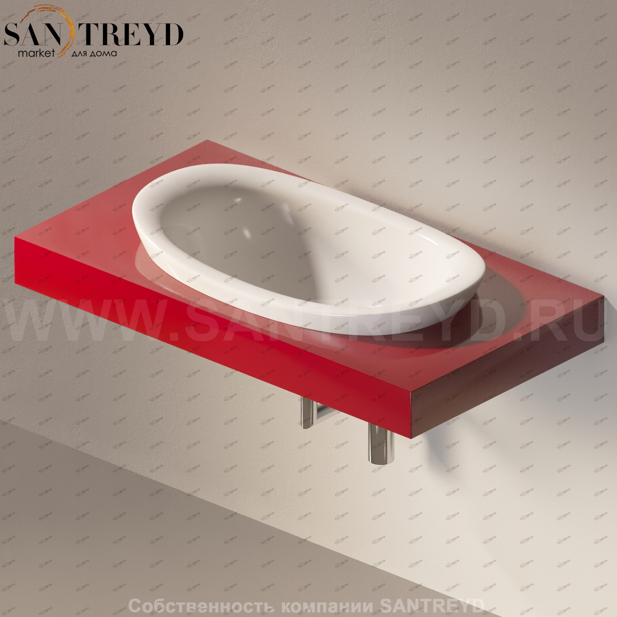 Flaminia IO e SI Столешница с отверстием под раковину красная IO75M1.3011 Ceramica Flaminia IO75M13011
