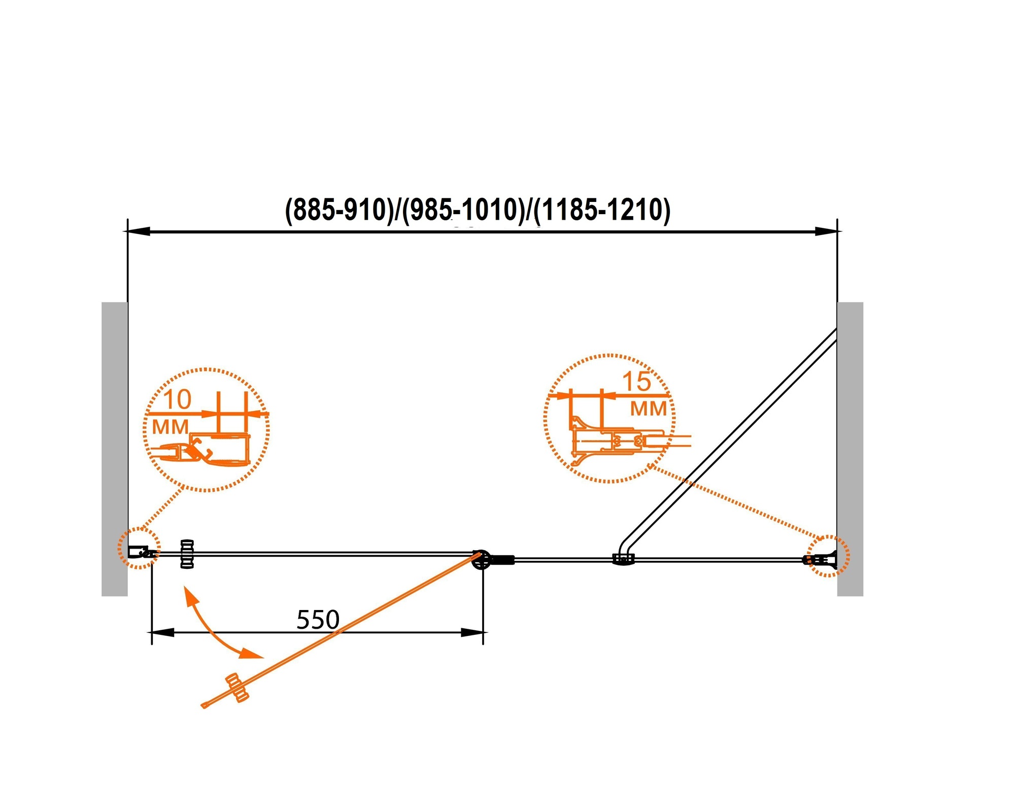 Душевая дверь в нишу CEZARES ROYAL PALACE-A-B-12-60/40-CP-Cr - Вид №1