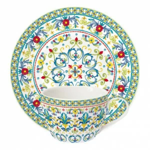 Чашка фарфоровая с блюдцем бело-голубая "Средиземноморье" EASY LIFE СРЕДИЗЕМНОМОРЬЕ 00-3946989 Белый;голубой