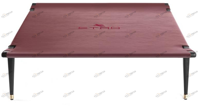 ETRO Home Interiors Низкий квадратный журнальный столик из дерева и кожи Dinka E.din.231.a