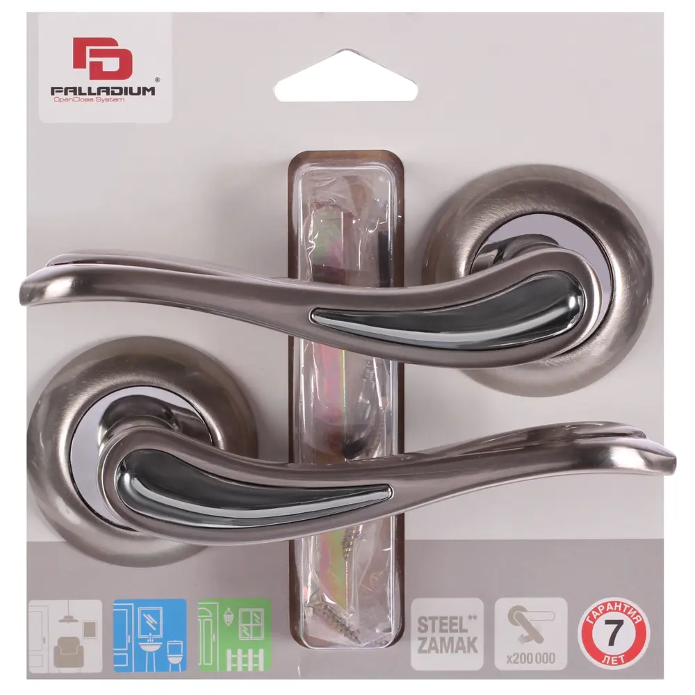 Дверные ручки Palladium Sofia SN/CP, без запирания, цвет серебро STLM-2183503 - Вид №3