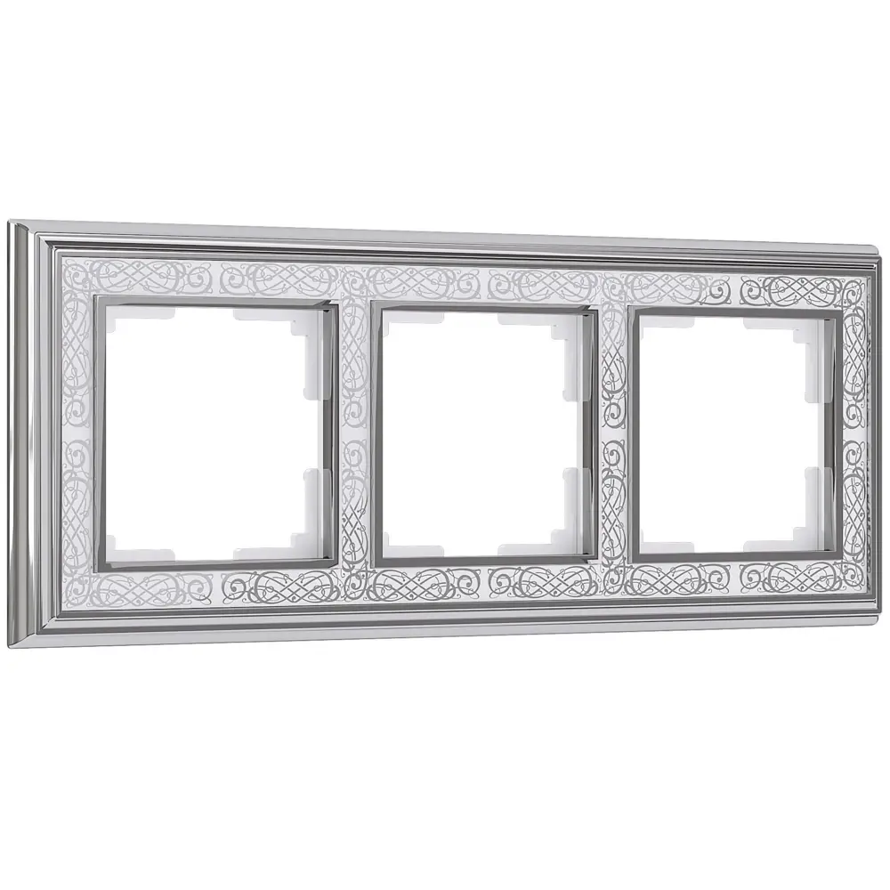 Рамка для розеток и выключателей Werkel Palacio Gracia 3 поста цвет белый хром STLM-2020109