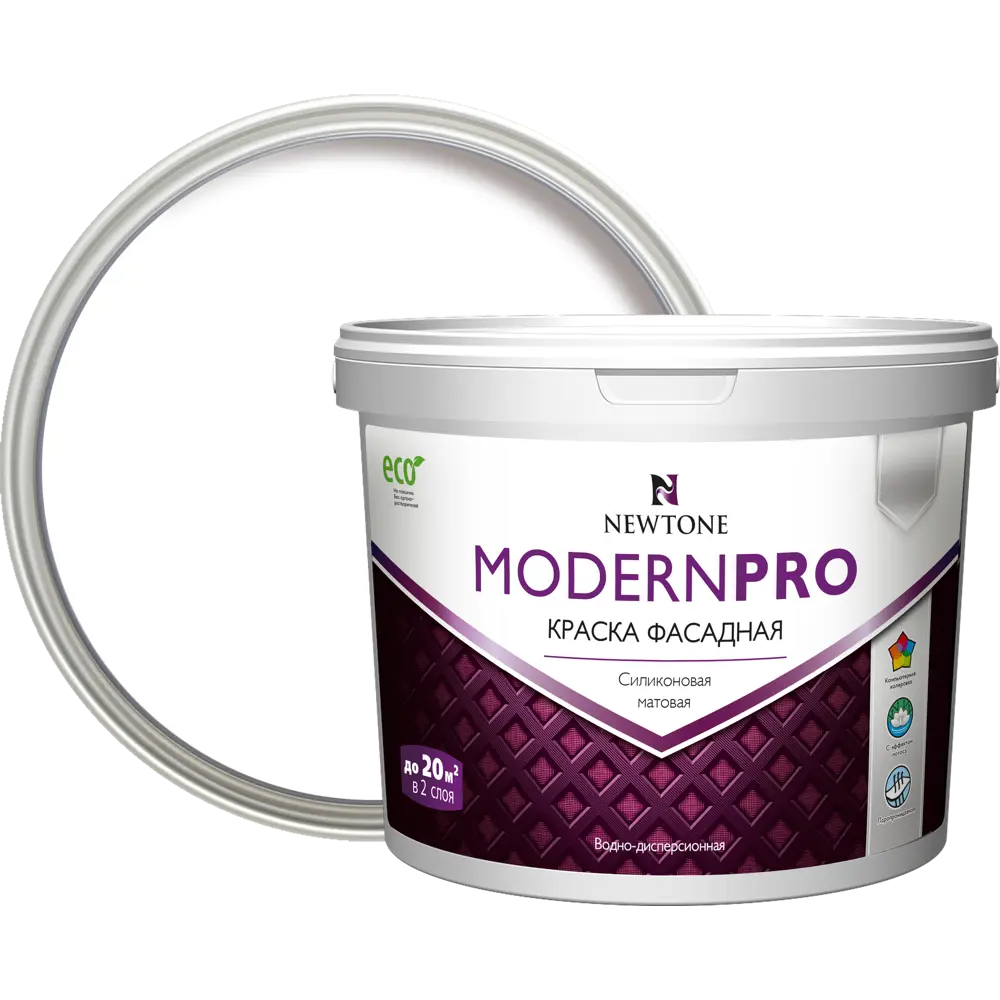 Краска водно-дисперсионная интерьерная фасадная Newtone Modern Pro силиконовая база А 4.5 л 84439901 STLM-2040686 