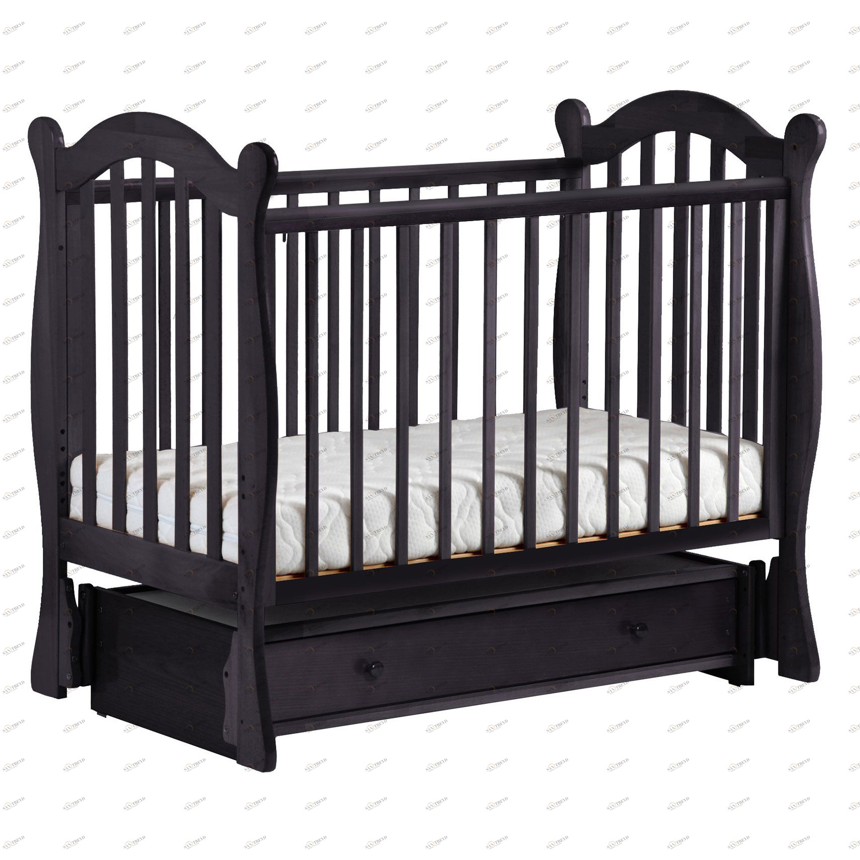 Детская кроватка с универсальным маятником "Кубаночка 8" венге ФАБРИКА ЛЕЛЬ  338429 Черный Santreyd 