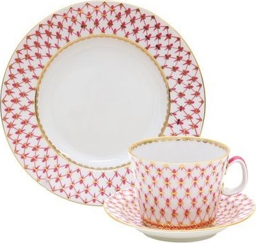 10613440 Императорский фарфоровый завод Комплект из 3пр "Сетка-Блюз2" "Молодежная" Фарфор костяной 